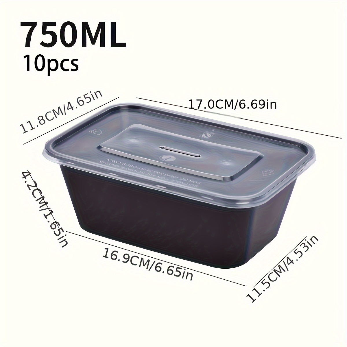 750ml plastic rectangle disposable food container