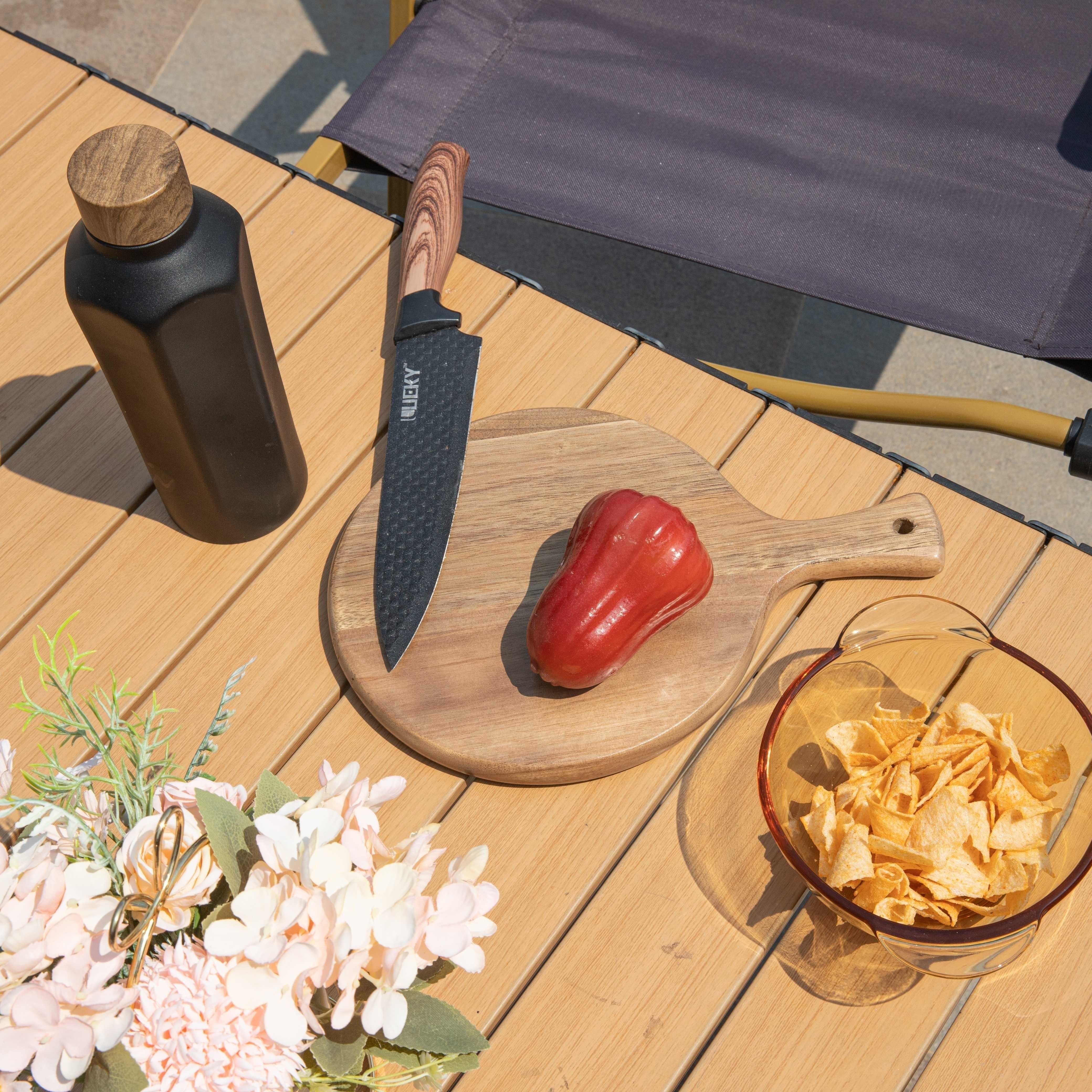 Portable Acacia Wood Cutting Board - Perfect For Camping, Lunch