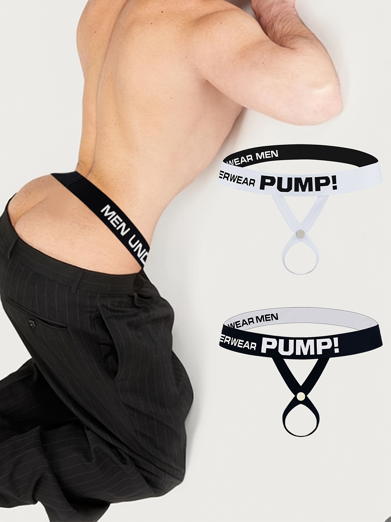 Black/white Crotchless G-String Lingerie Underwear Men's Ring Thongs Sex  Toys
