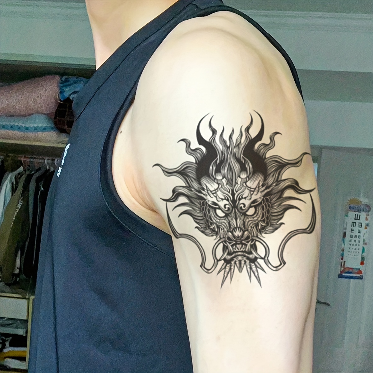 dragon head chest tattoo