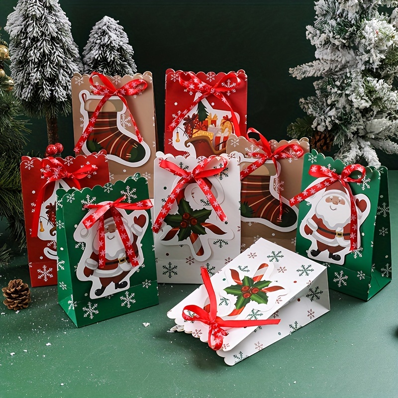 Lot de 24 sacs cadeaux de Noël en Papier Kraft pour décoration de