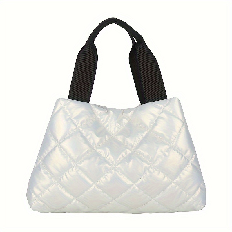 Trendy Puffer Quilted Tote Bag Rhombus Nylon Shoulder - Temu