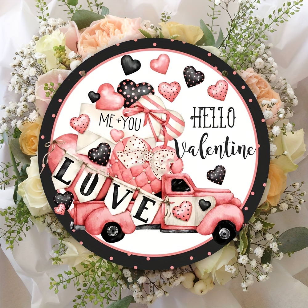 Valentine Hearts Wreath Sign Valentine Round Wreath Sign - Temu