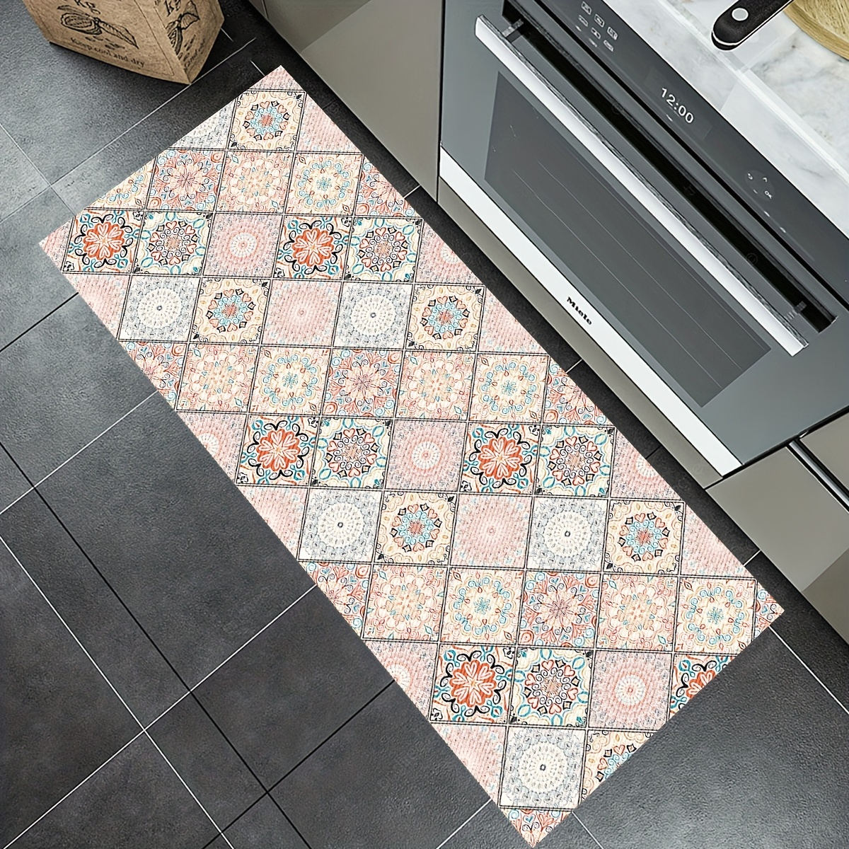 Moroccan Pattern, Twill Non-slip Kitchen Bathroom Floor Stickers