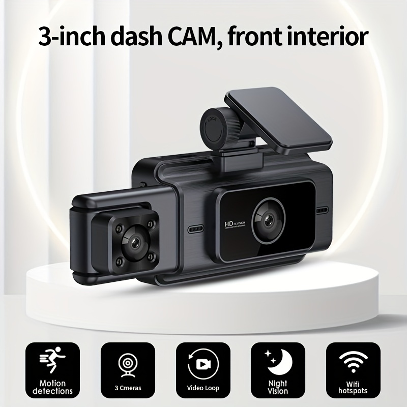 3 Channel Car Dvr Hd 1080p 3-lens Inside Vehicle Dash Cam Three Way Camera  Dvrs Recorder Video Registrator Dash Cam Cam Recorder - Temu