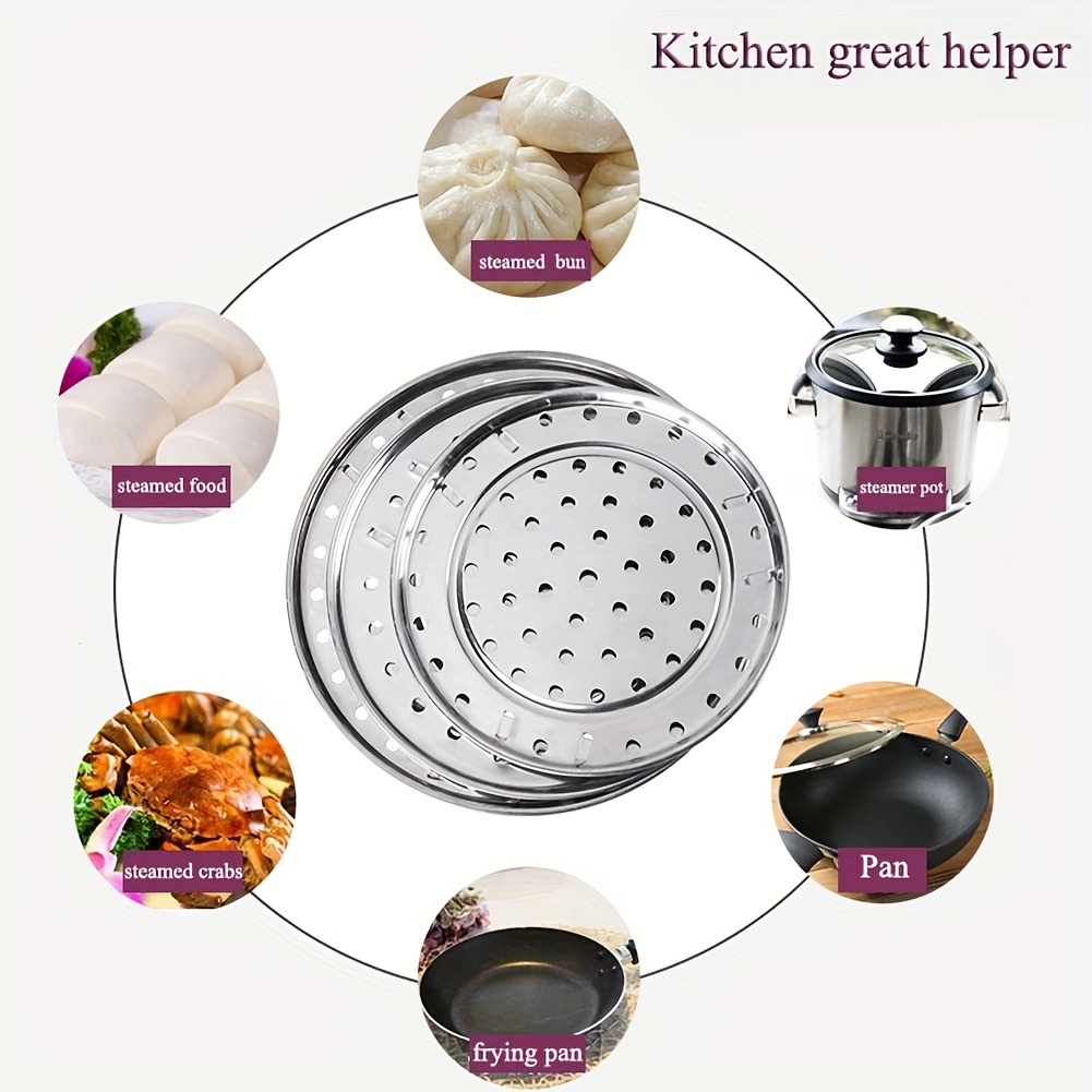 Stainless Steel Steamer Tray Food Steamer Tray Pot Steamer Insert Plate for  Kitchen Food Steaming Tray