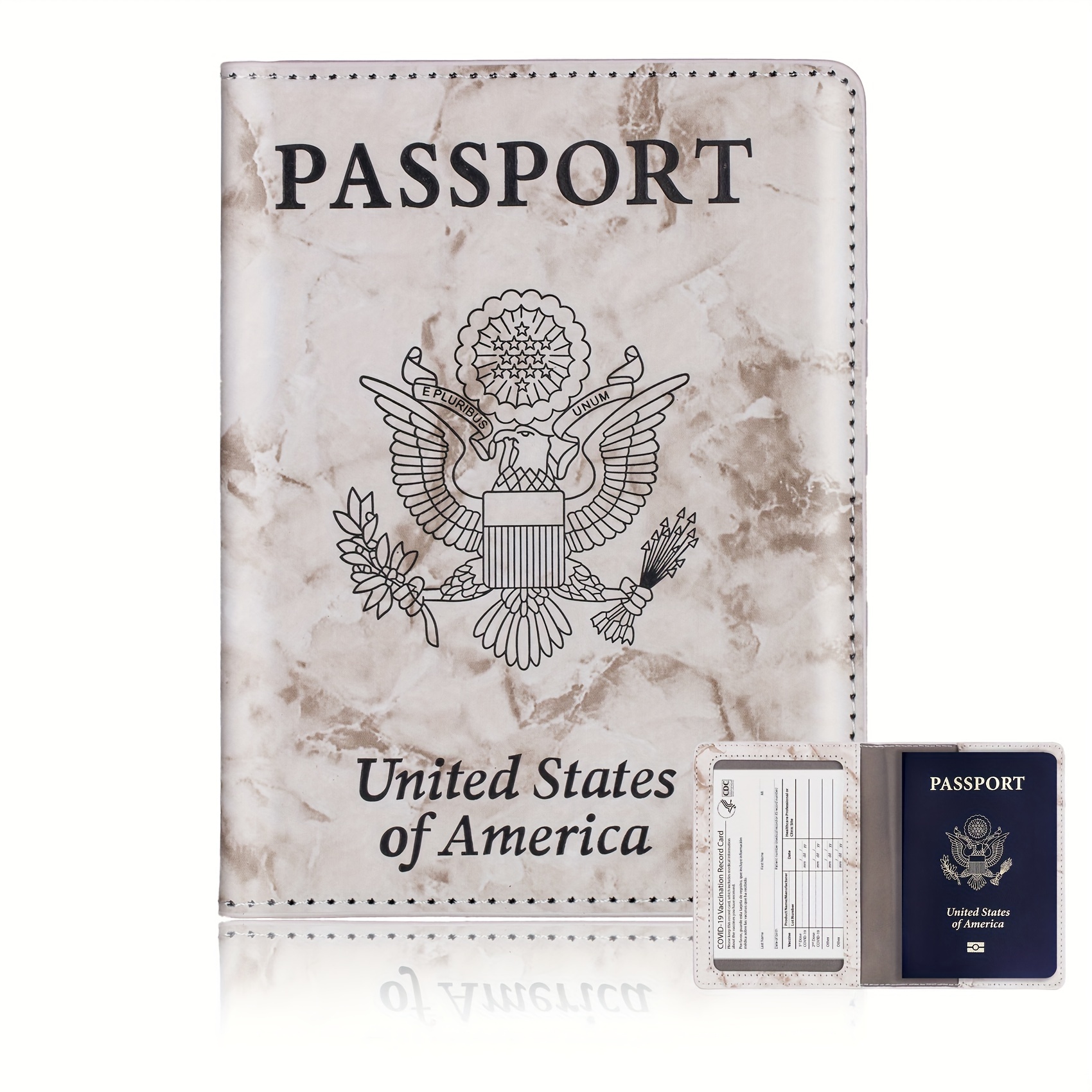 Passport And Vaccine Card Holder Combo Passport Holder Case With Vaccine  Card Slot Travel Wallet - Temu