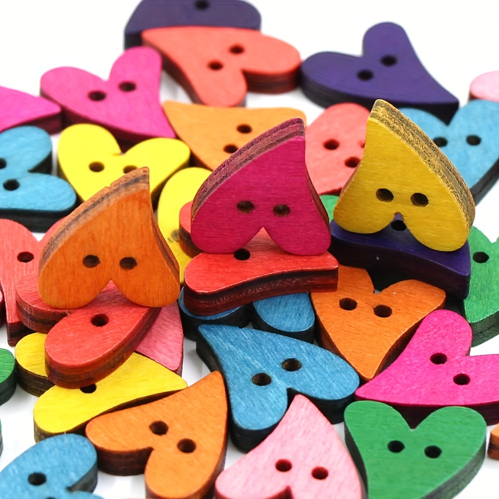 Resin Heart 2 Holes Buttons Diy Crafts Dress Clothes Sewing - Temu