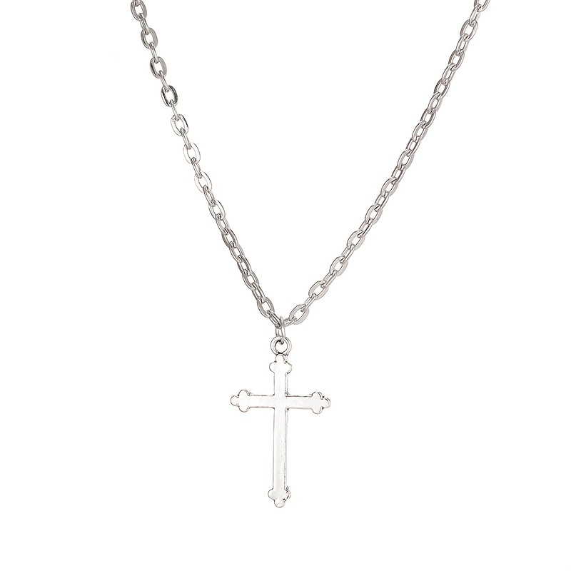 Men's Cross Pendant Necklace, Polished Design