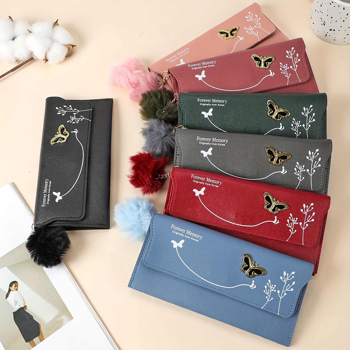 Women's Trendy Long Wallet, Faux Leather Clutch Coin Purse, Butterfly Decor  Credit Card Holder - Temu