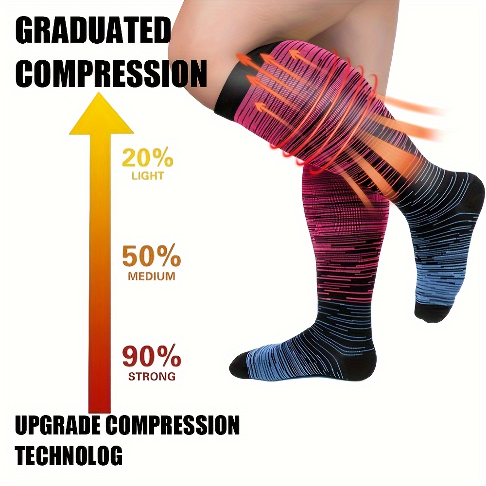 4 Pairs Plus Size Compression Stockings 10-15 mmHg Extra Wide Calf