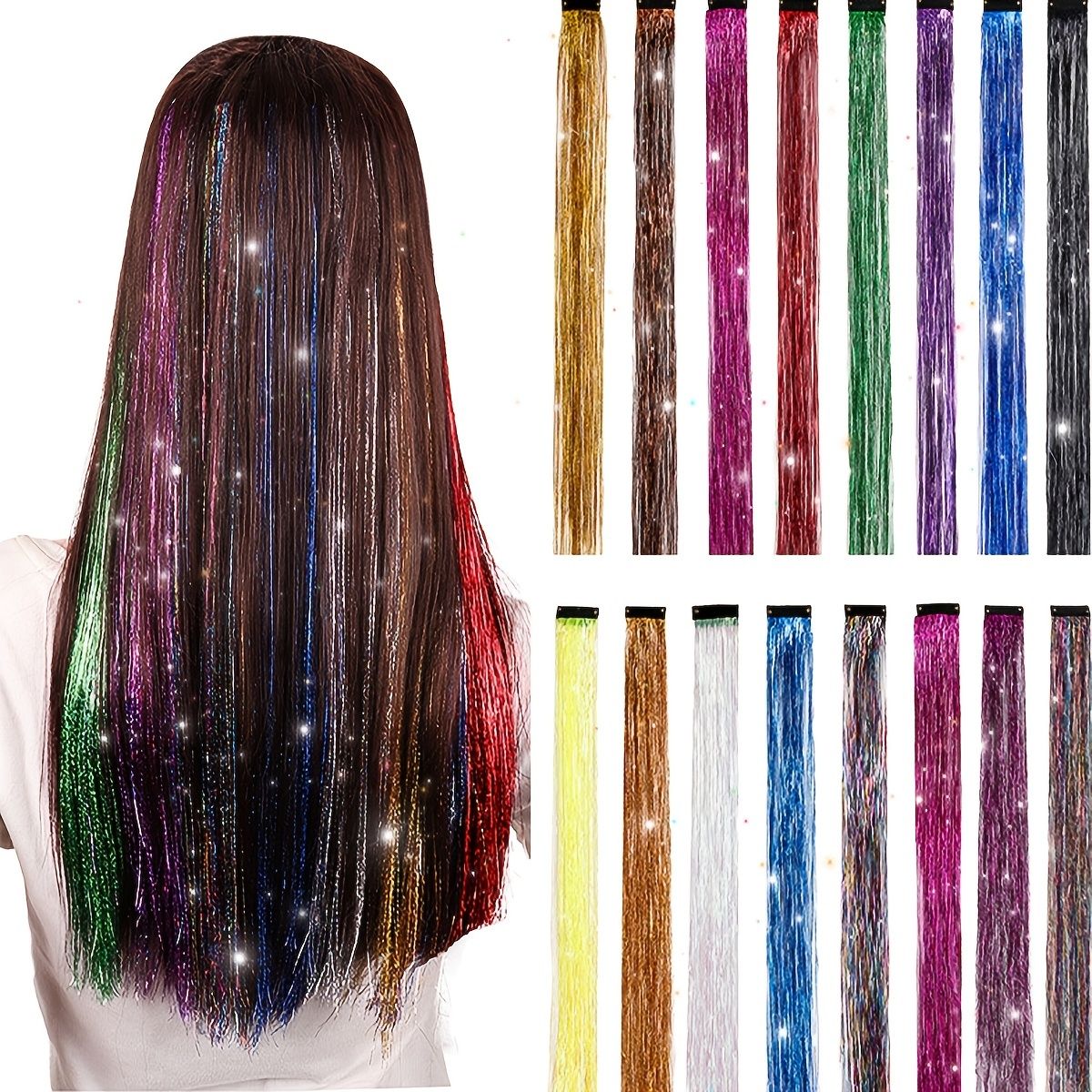 1pc Random 8pcs Clip In Hair Tinsel Fairy Hair Tinsel Kit Clips Clip On  Glitter Hair Tinsel Extensions Rainbow Colors - Toys & Games - Temu