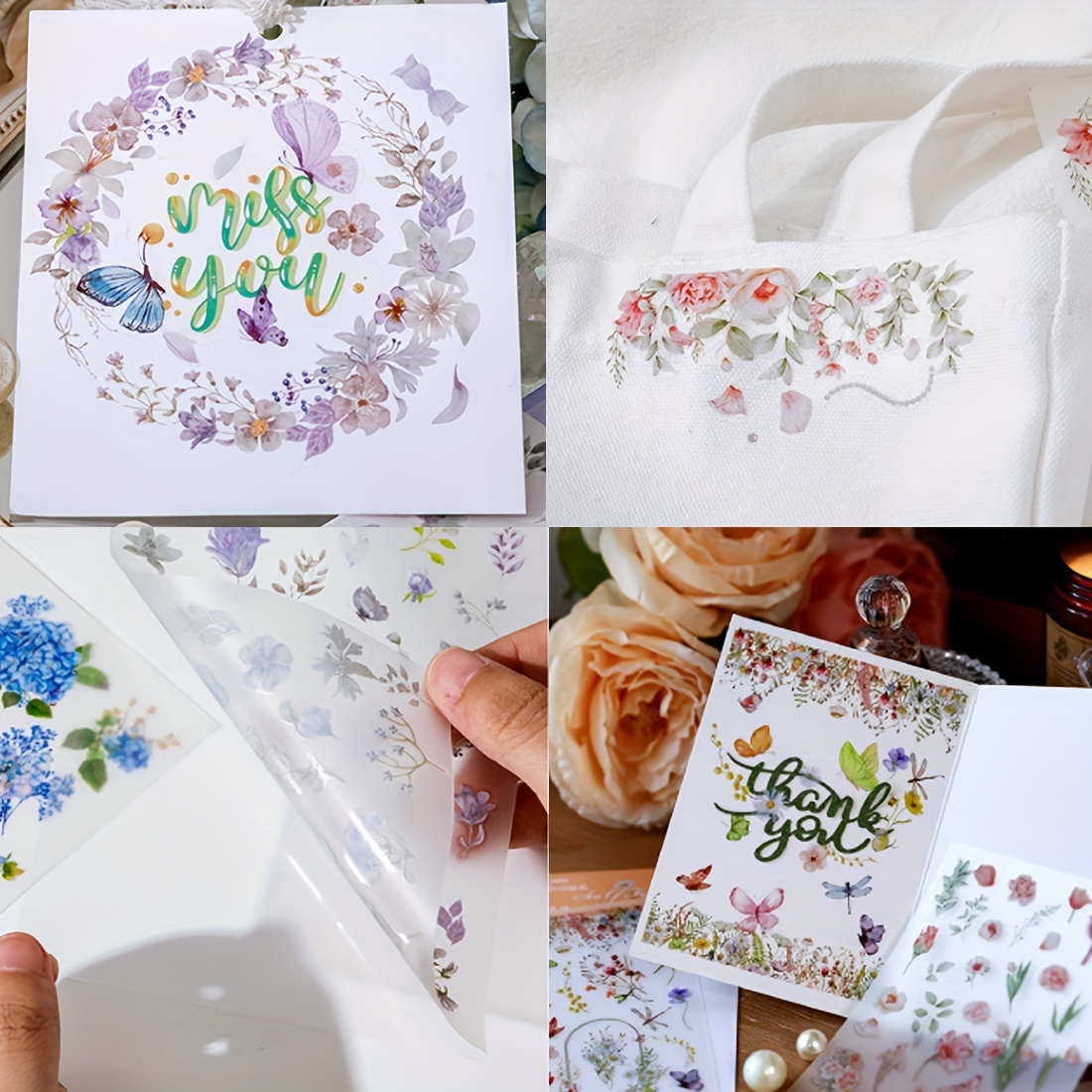 5 Pcs rub on transfers for crafts Flower Transfers Stickers Rub