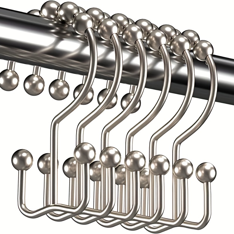 12pcs Five Beads Shower Curtain Hooks Rust Proof Stainless - Temu Canada