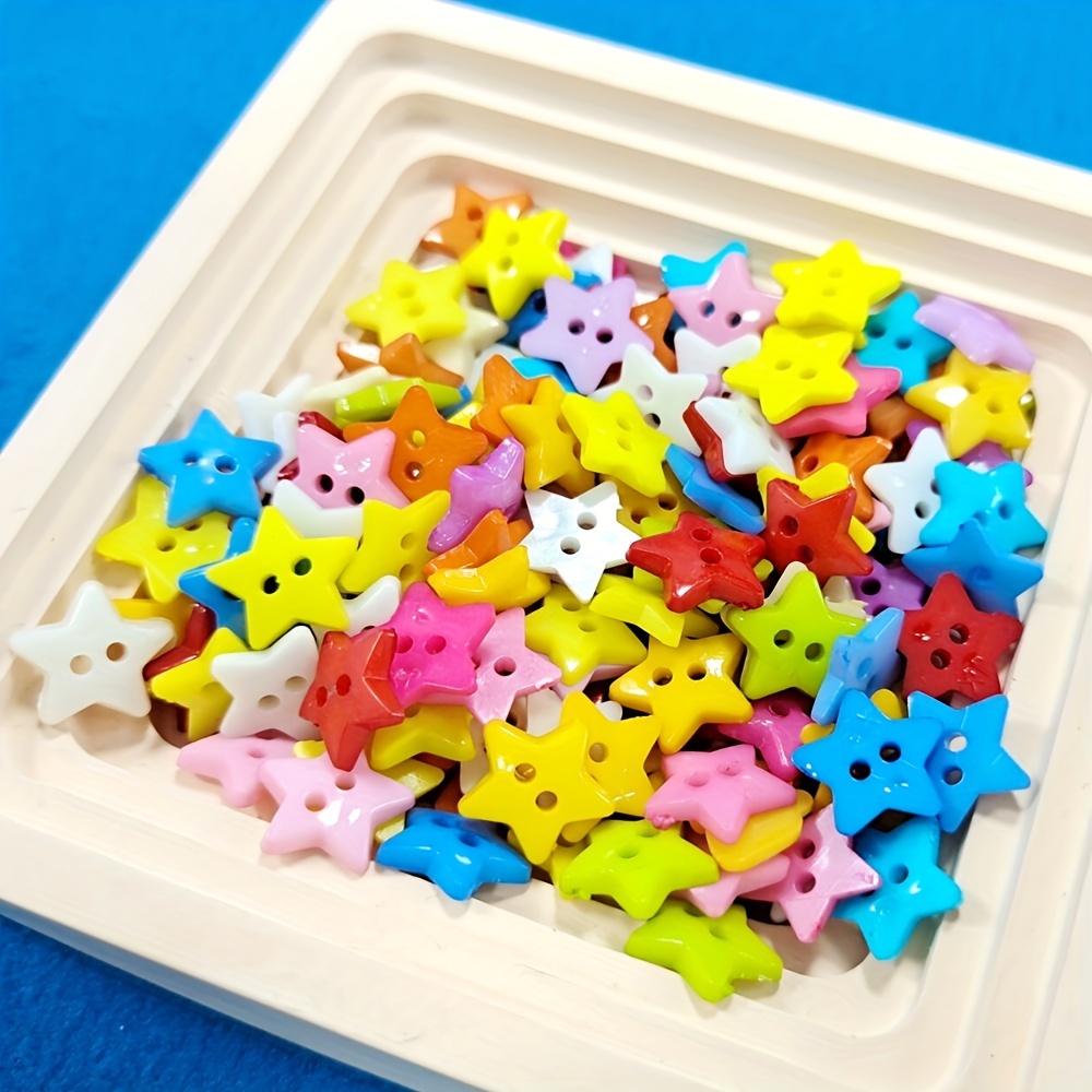 Mixed Colors Mini Star Plastic Sewing Buttons Withtwo - Temu