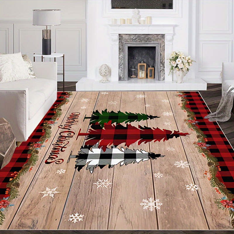 Merry Christmas Wooden Board Print Floor Mat Waterproof Non - Temu