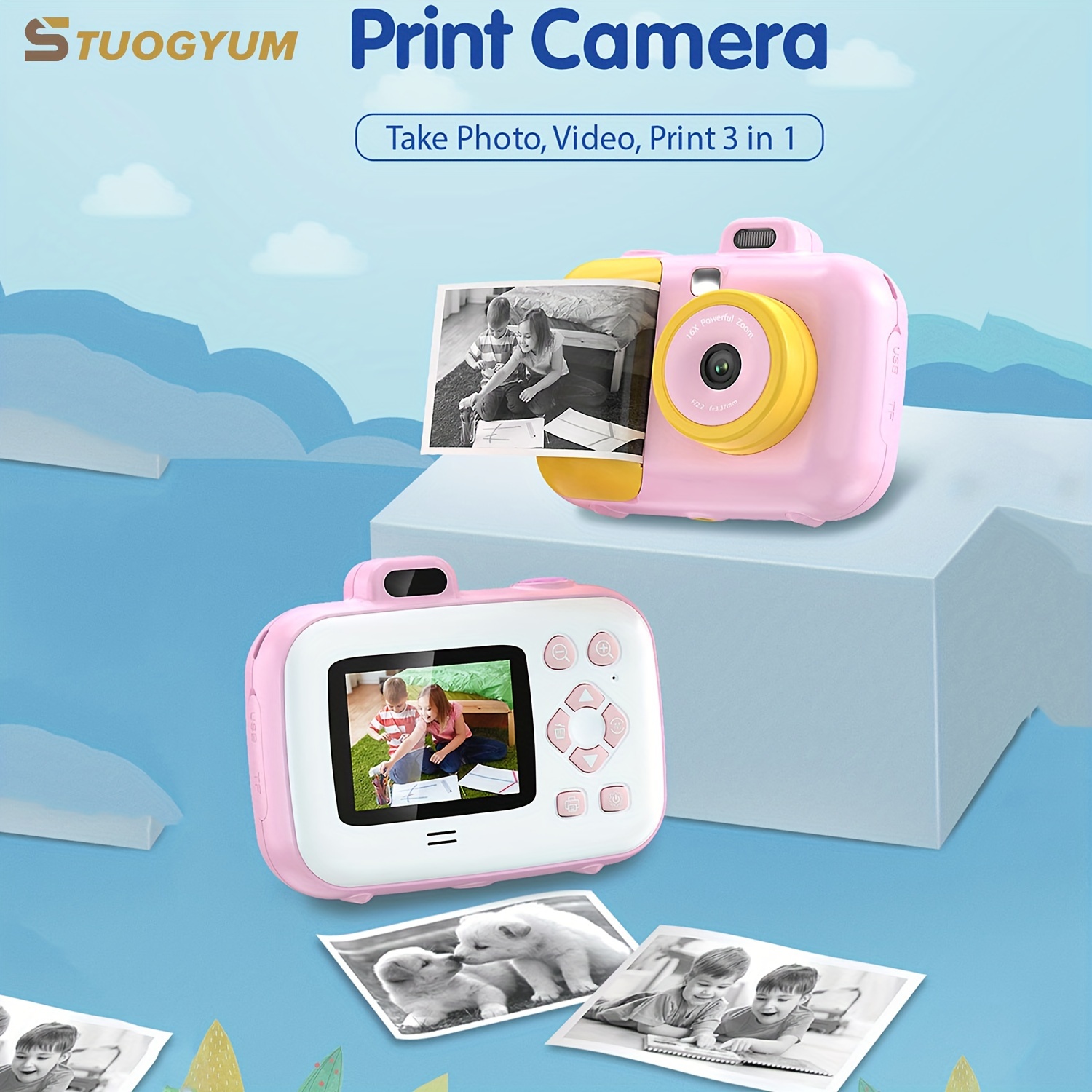 Comprar Cámara de impresión instantánea para niños con impresora térmica  cámara de fotos Digital para niños juguete para niñas cámara de vídeo  regalo de cumpleaños para niños