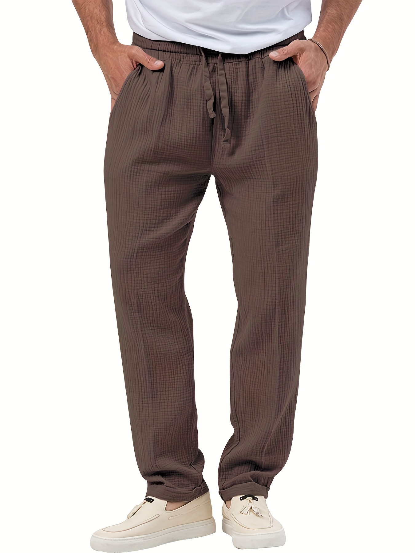 Loose Fit Woven Casual Pants Men's Boho Style Waist - Temu