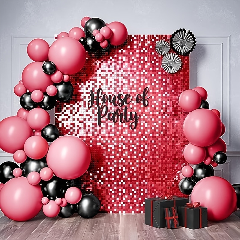  HOUSE OF PARTY Red Shimmer Wall Backdrop for