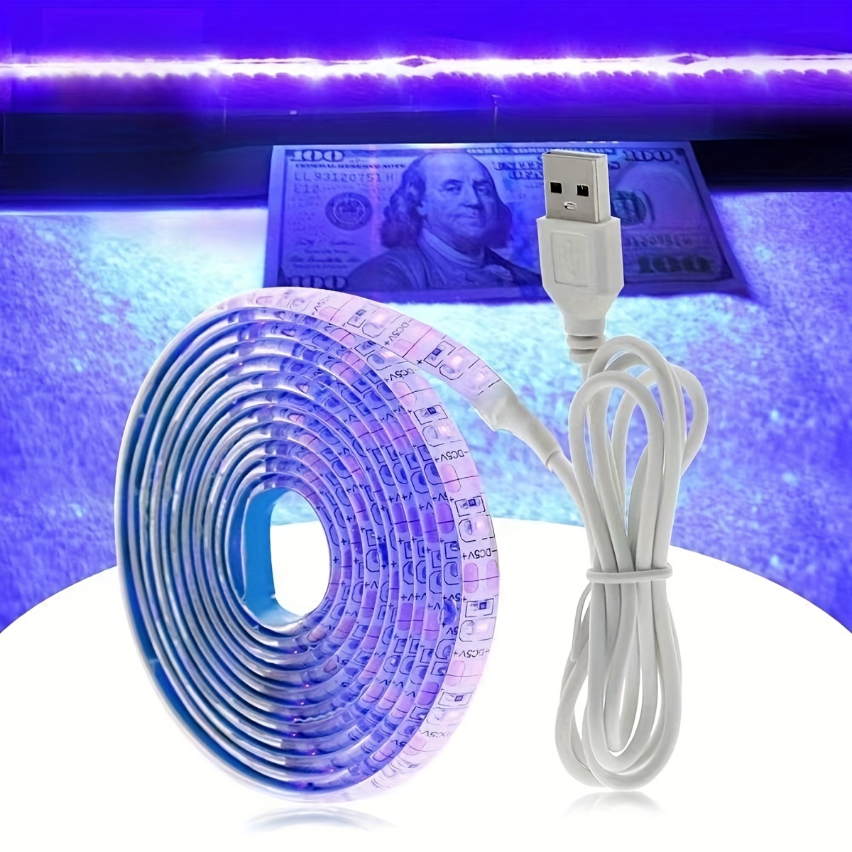 UV LED Strip Light - 5V USB Powered 13.2ft 240LEDs Purple 395-400nm  Flexible SMD2835 - No-Waterproof LED Tape Lights - 2pcs x 6.6ft 