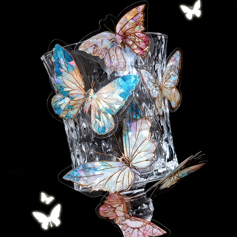 PACKAGE OF 8! GORGEOUS GLITTERY 3D BUTTERFLY STICKERS! 1 1/2” & 1