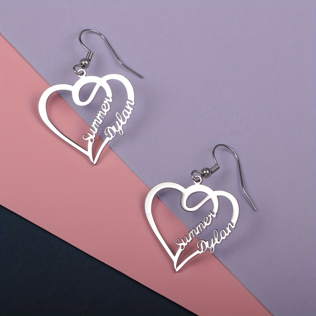 

Customized Dangle Earrings Made Of 304 Stainless Steel Just Send Us The Content ( Within 100 Characters, English Only) U'll Get Your Personalized Jewelry