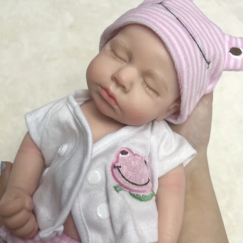 12.6inch Whole Body Soft Solid Silicone Bebe Reborn Girl With Genesis Oil  Painted Handmade Can Bath And Shower Lifelike Realistic Newborn Baby Girl Fo