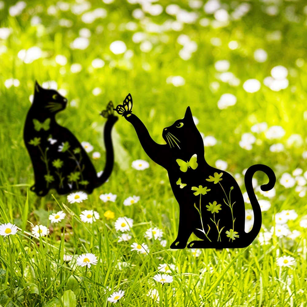 1pc 2d Acryl Einzigartige Schwarze Katze Lila Blume Auto - Temu Austria