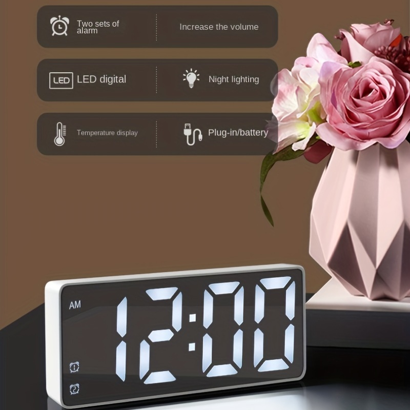 Reloj De Mesa Led Con Espejo Inteligente Digital Temperatura EL GENERAL