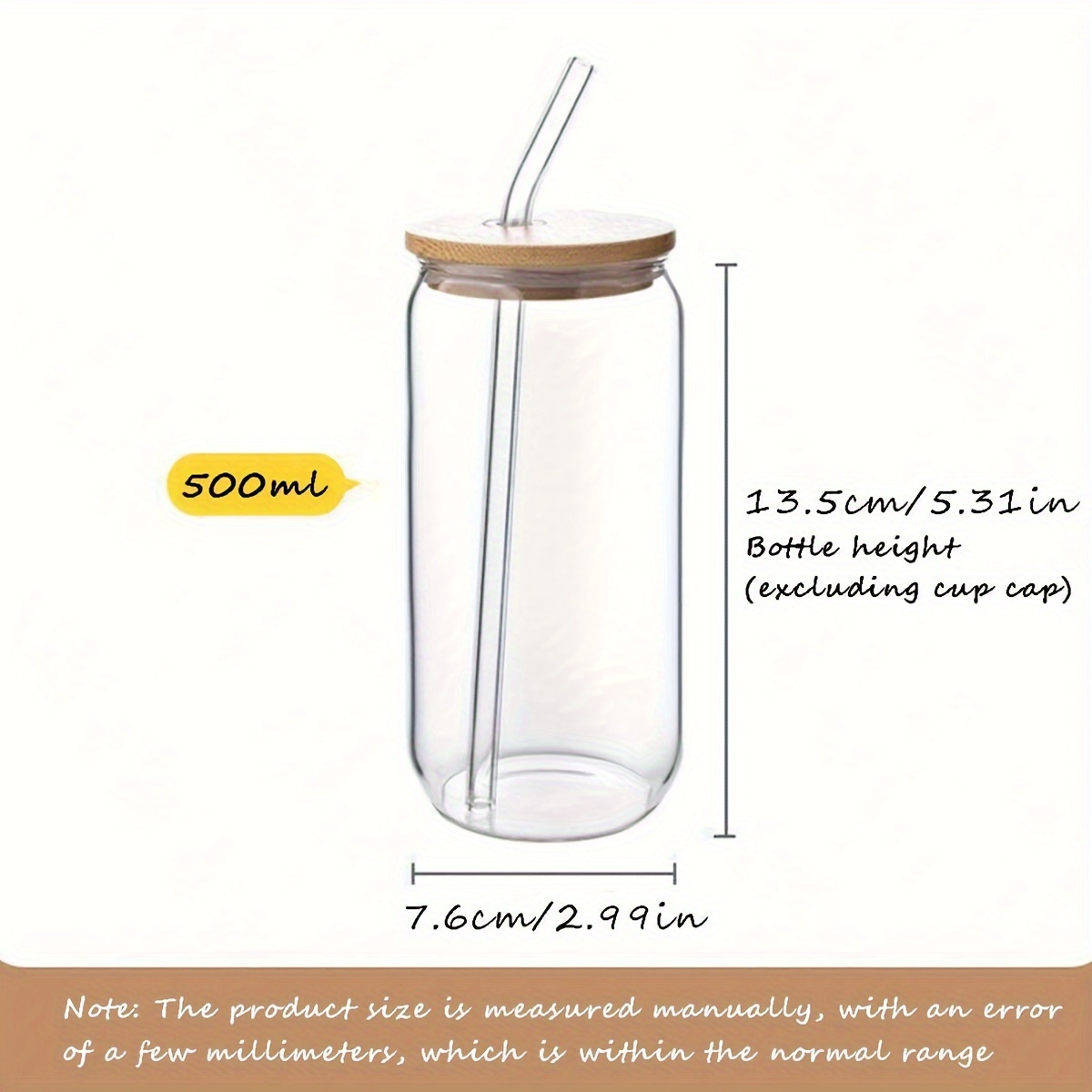 Transparent Drinking Glass With Bamboo Lid And Straw, Portable Tumbler  Water Bottle For Iced Coffee Tea, Halloween Christmas Birthday Gifts - Temu