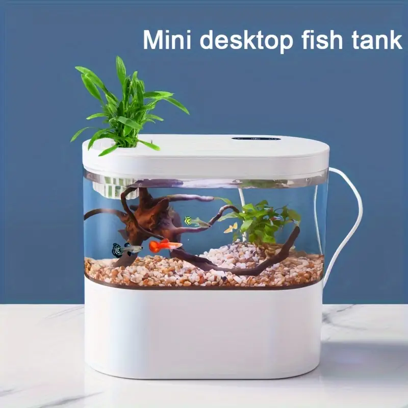 Mini Balık Tankı Betta Akvaryumu Başlangıç Kiti, LED'li ve Otomatik  Sirkülasyon Sistemli Çok Fonksiyonlu Küçük Akvaryum