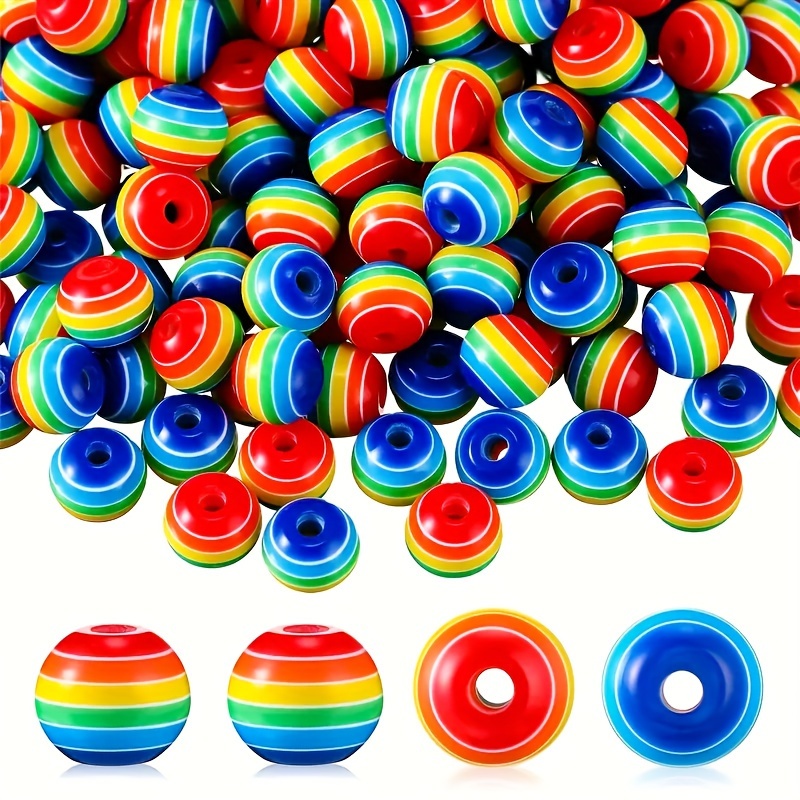 

50/100pcs 8mm Rainbow Resin Striped Candy Color Bubble Gum Bulk Beads For Jewelry Making Diy Bracelet Necklaces Beaded Craft Supplies