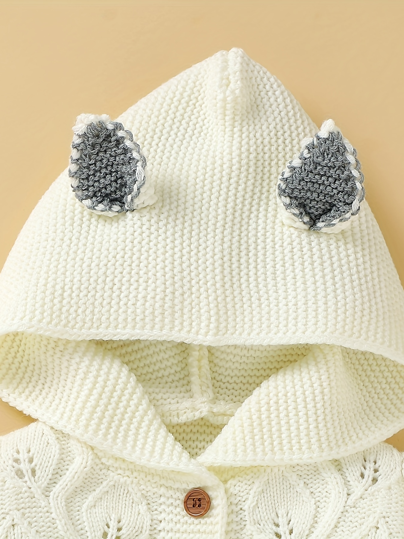 Combination Baby Jumpsuit Knitted Sweater Cute Hooded Onesie Temu