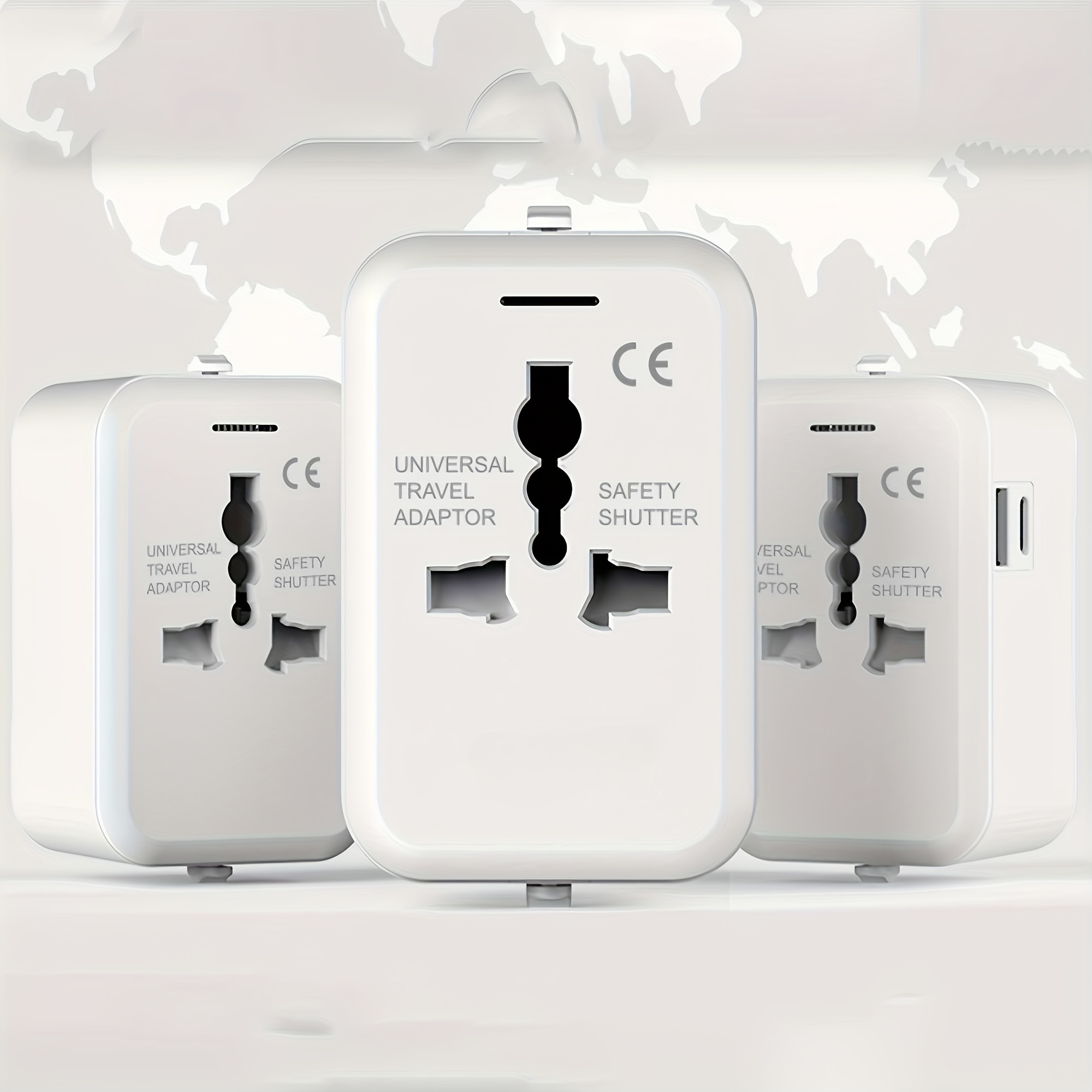 Adaptador de viaje universal internacional todo en uno, cargador de pared,  adaptador de enchufe de alimentación de CA con puertos de carga USB duales