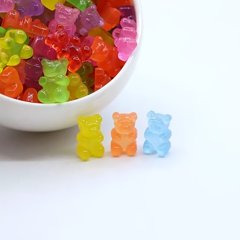 Neutral Colored Velvet Gummy Bear Charms with Eye Pins (12mm x 18mm)