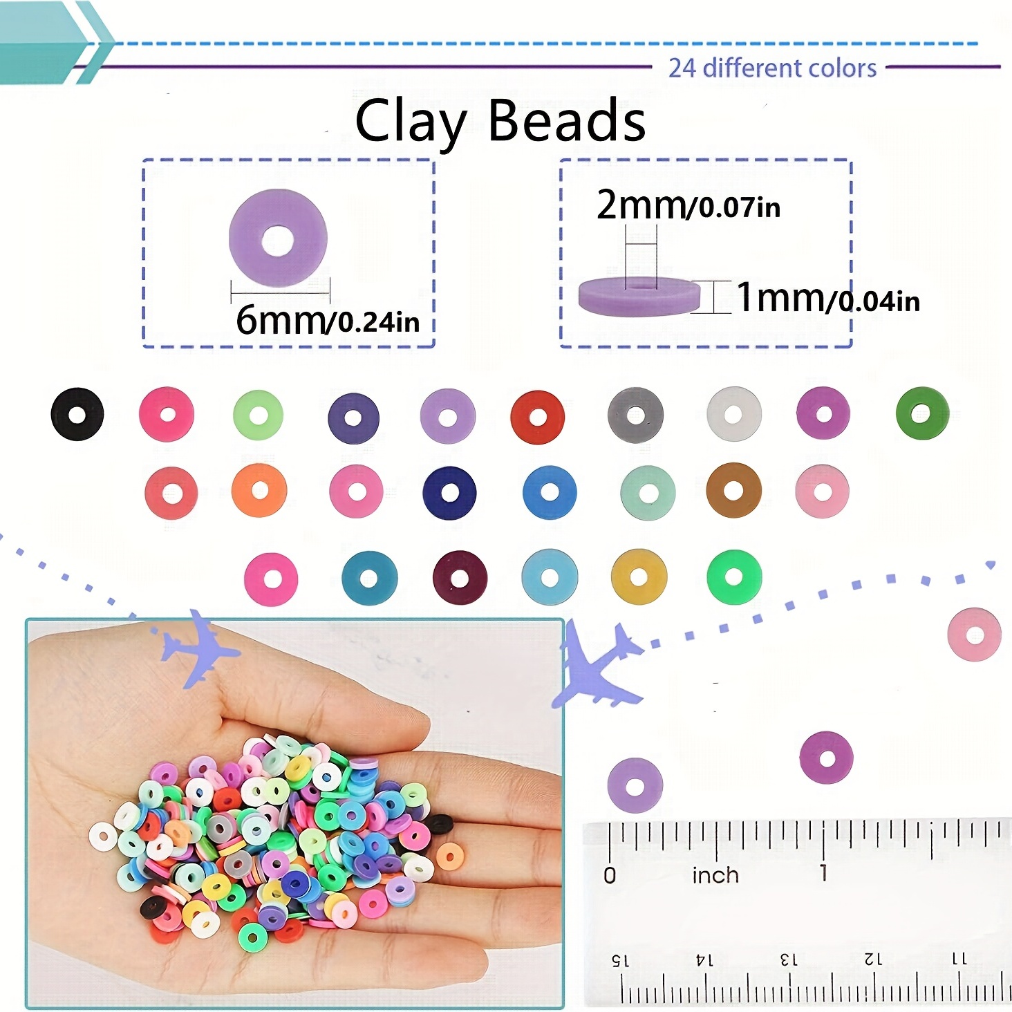 Clay Beads For Bracelet Making 24 Colors Flat Round Polymer - Temu