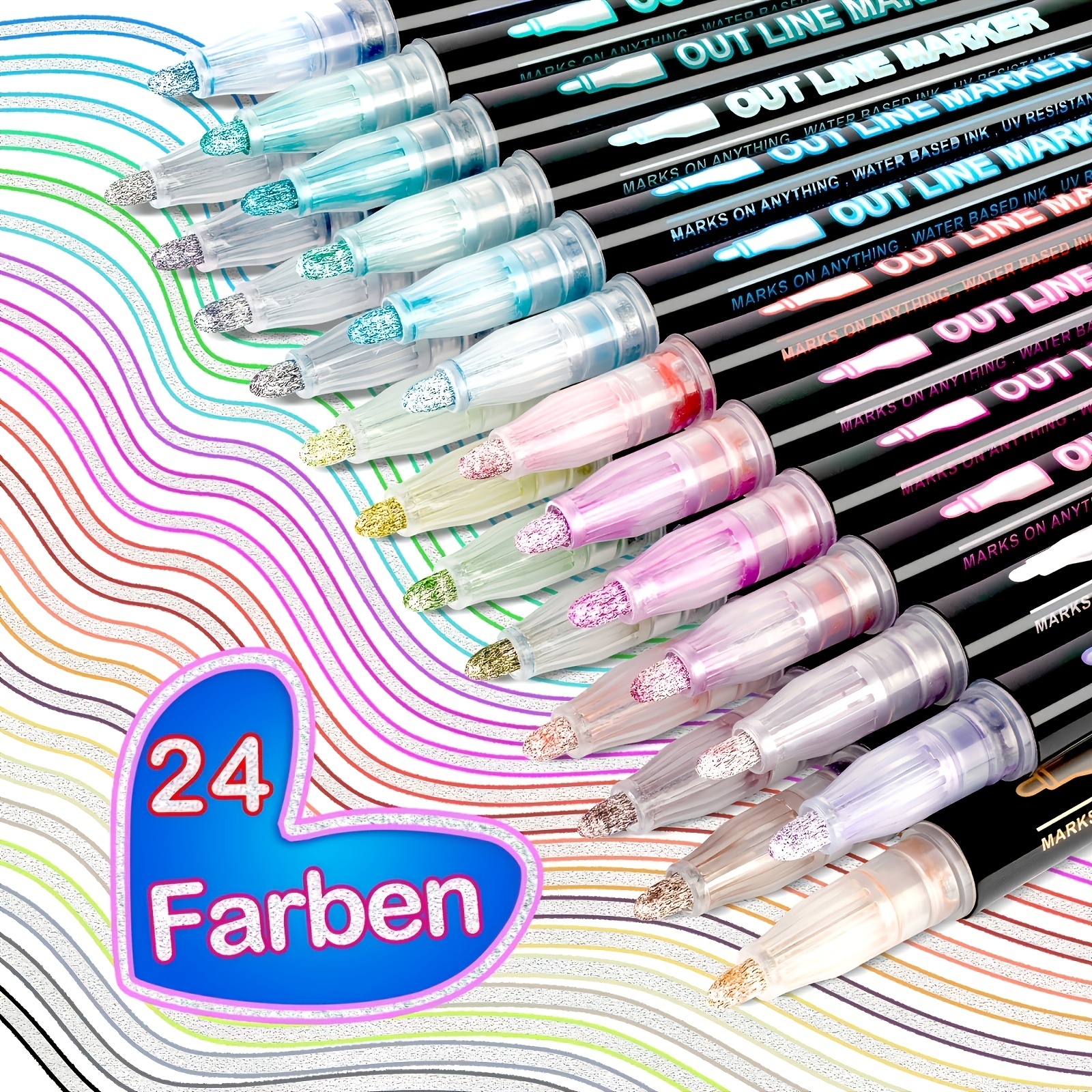  Doodle dazzlingly Markers, Outline Metallic Markers