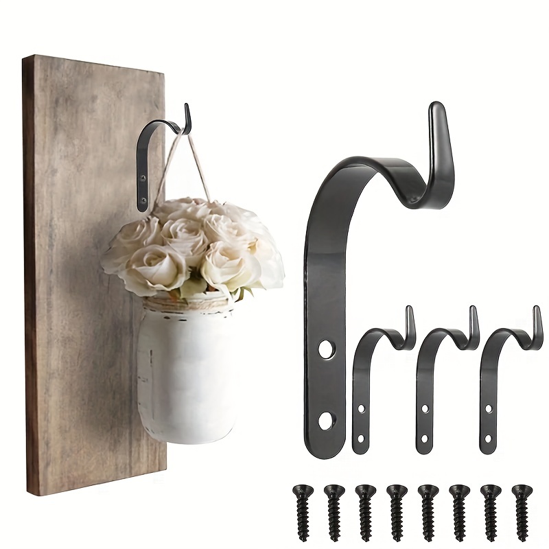 4pcs, Wall Mounted Hooks Plant Brackets Hangers Iron Hooks For Hanging  Coats, Lantern, Planter, Bird Feeders, Wind Chimes, Lights And Artworks  Decor I