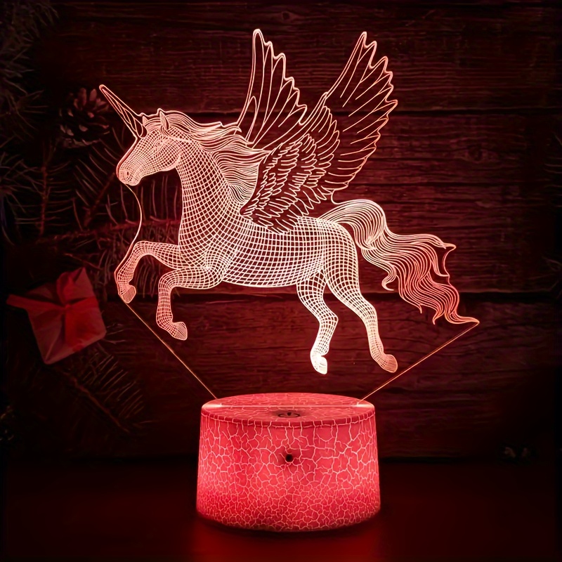 Unicorn 3d Night Light 3d Optical Illusion Lamp With Touch - Temu