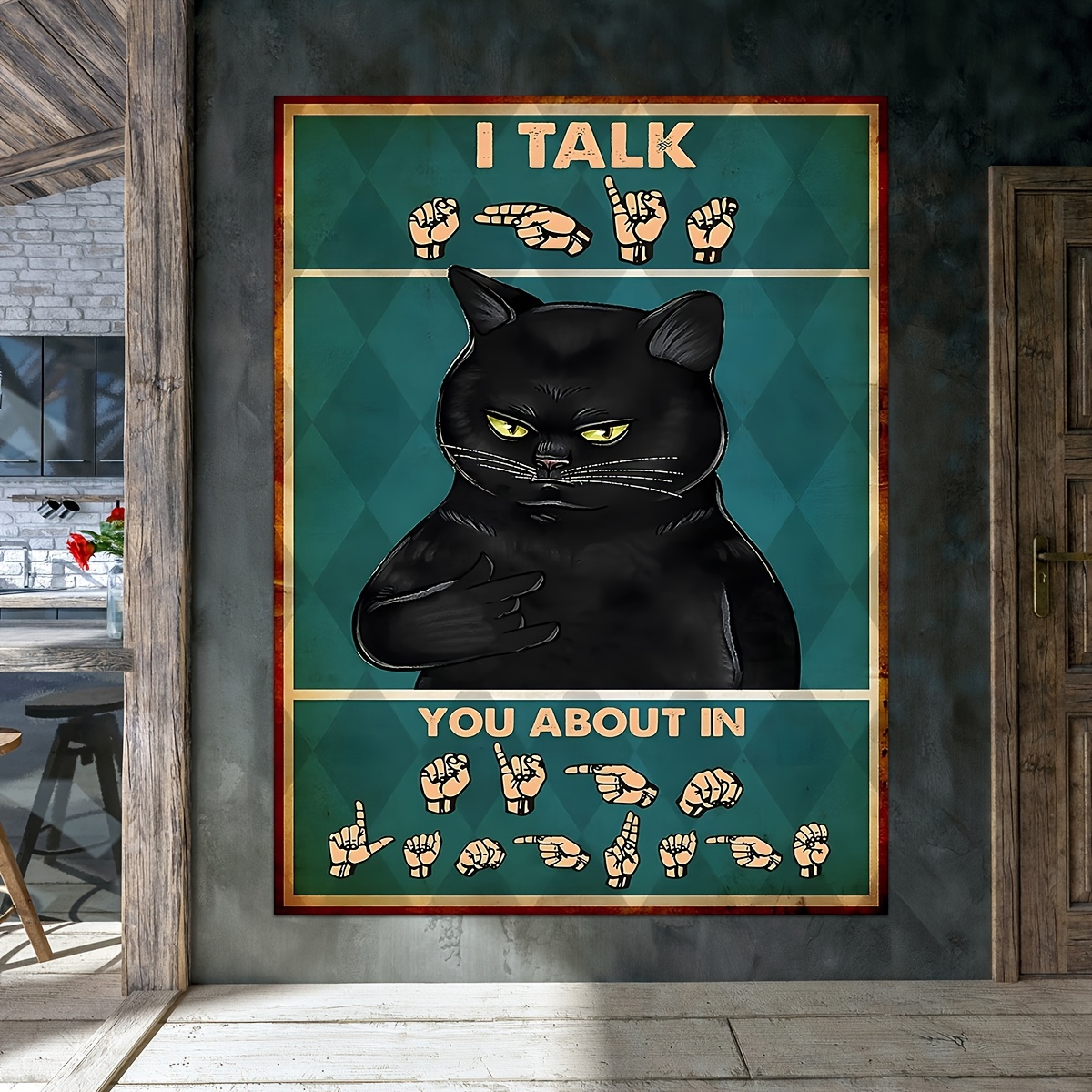 1pc Black Cat Language Wall Art Poster - Shop on Our Store & Save!