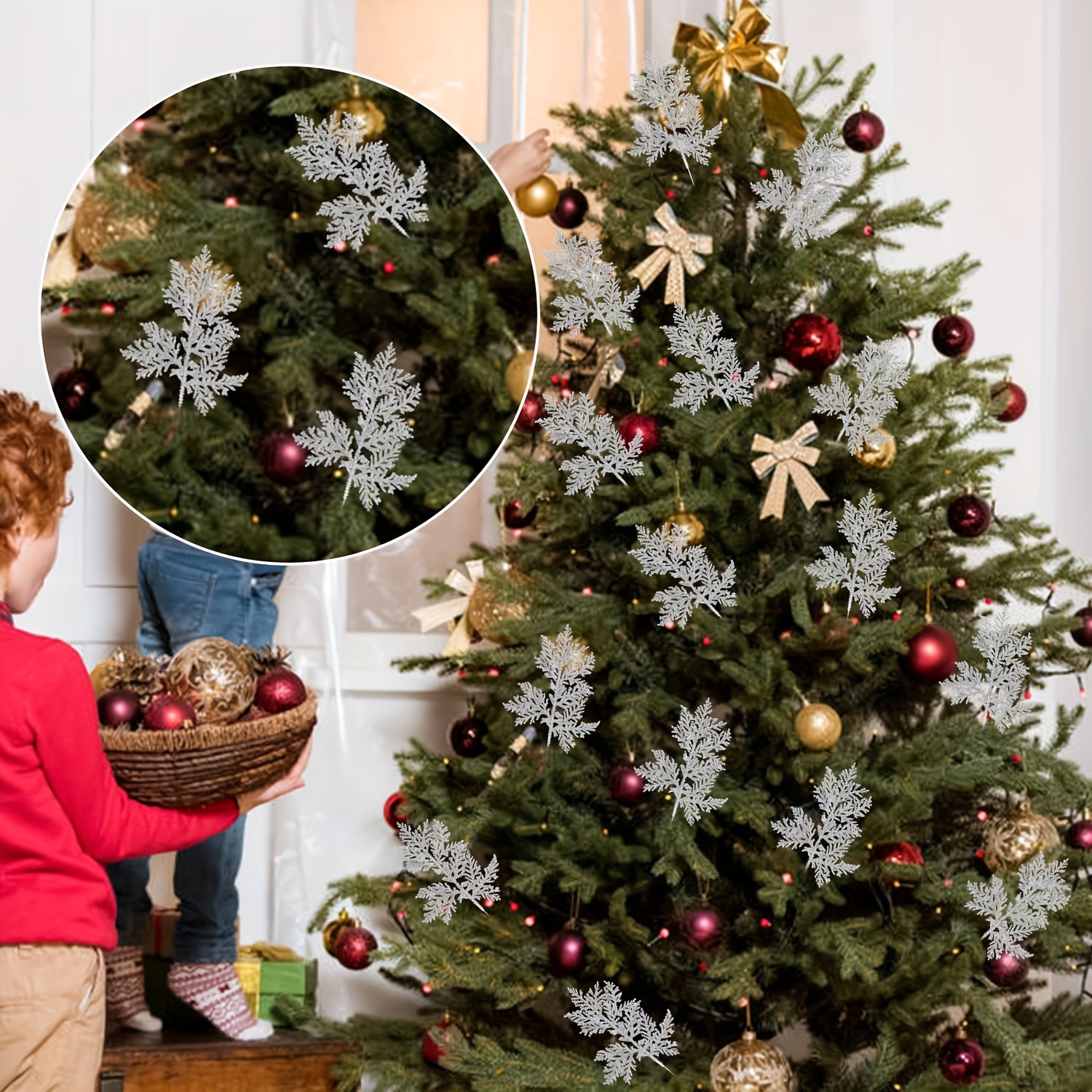 Christmas Tree Picks Sprays Glitter Artificial Pine Needles - Temu