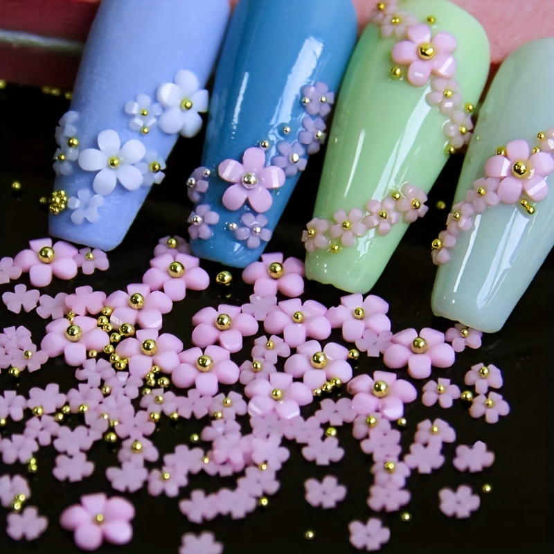 Flores 3D para uñas abalorios de uñas 3D para uñas acrílicas - Temu