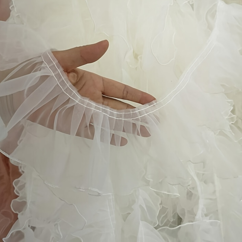 1 Yard Colorful Tulle Mesh Fabric 3d Pleated Lace Fabric Dress Collar Tassel Trim Ribbon Sewing Decoration