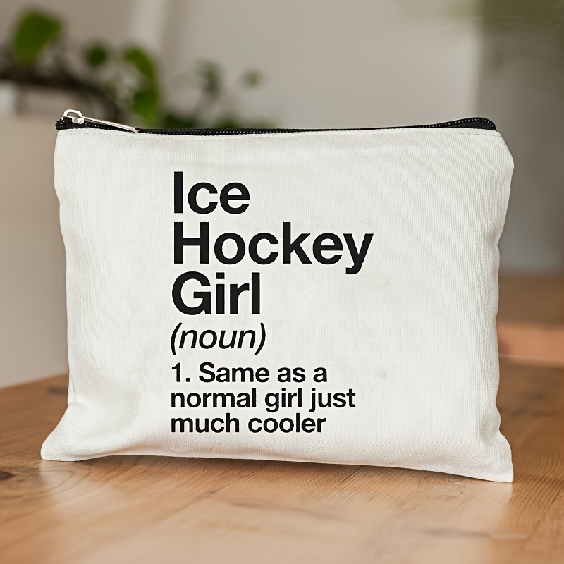 Hockey Sports Zipper Pouch Ice Hockey Gifts for Girls Friends Hockey  Designs Makeup Bag Toiletry Makeup Organizer Zipper Pouch Hockey Girl Like  A