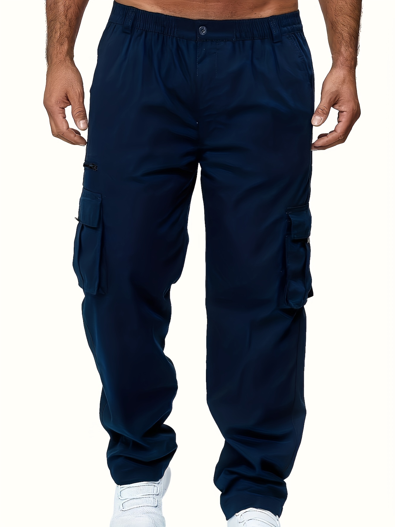 Wrinkle-Resistant Pants for Mens Elastic Drawstring Waist Casual Long  Trousers Mens Basic All-Match Outdoor Cargo Pant
