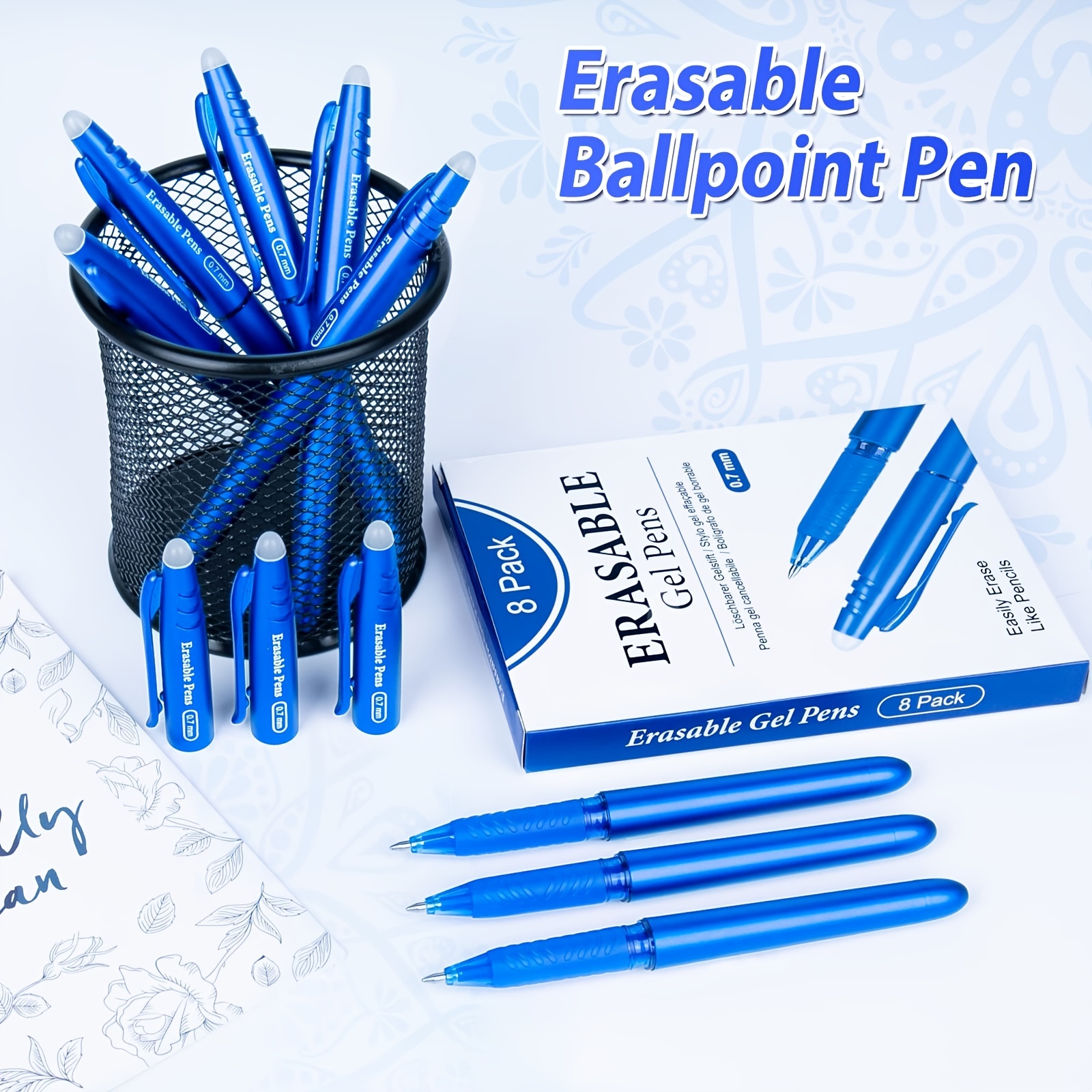 8 stylo à bille effaçable effaçable 0 7 mm stylo roller - Temu