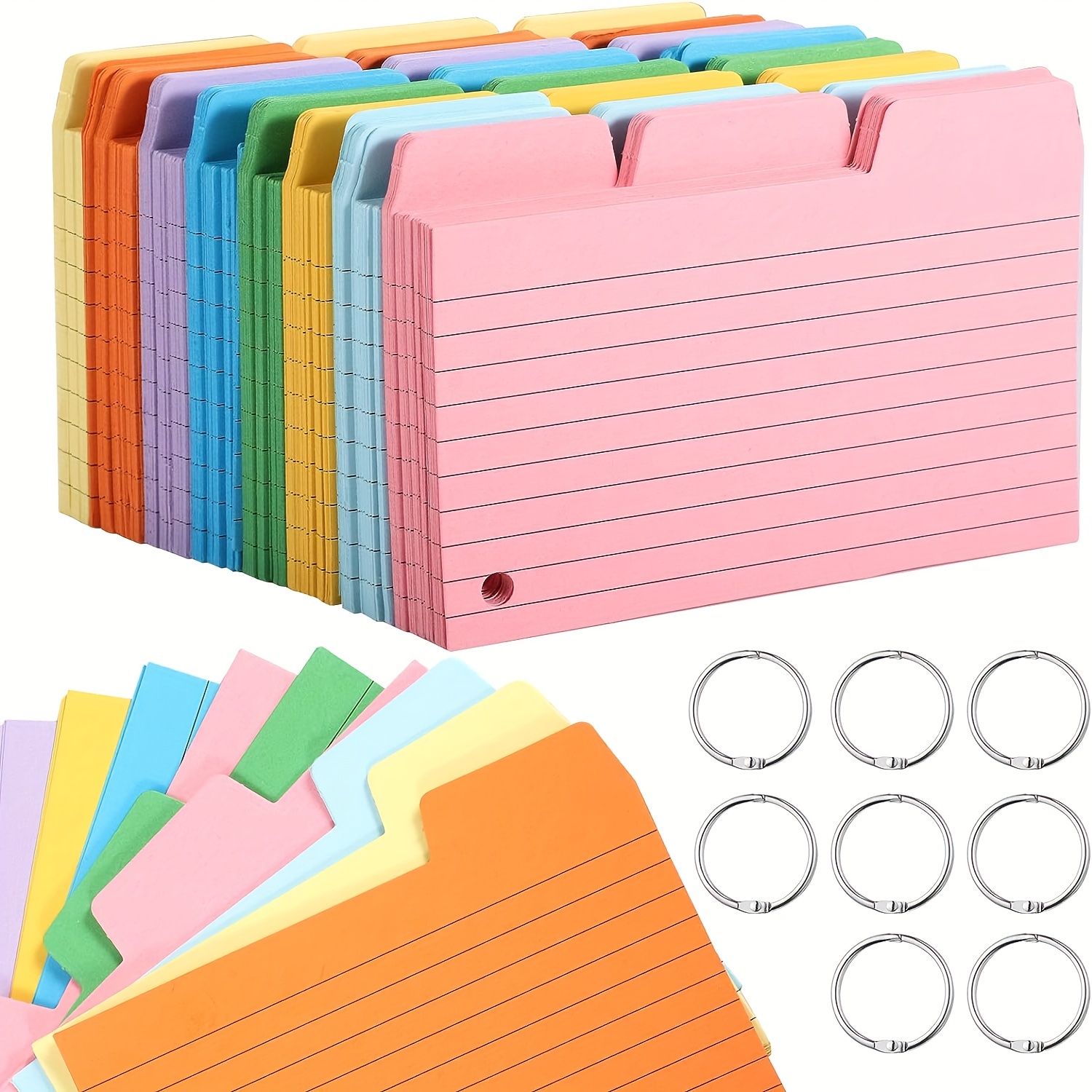 Colored Index Cards Ruled Index Cards With Ring Blank - Temu