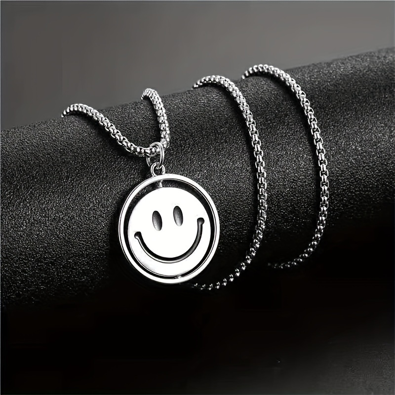 Rotating Smile Face Crying Face Necklace, Switching Expression