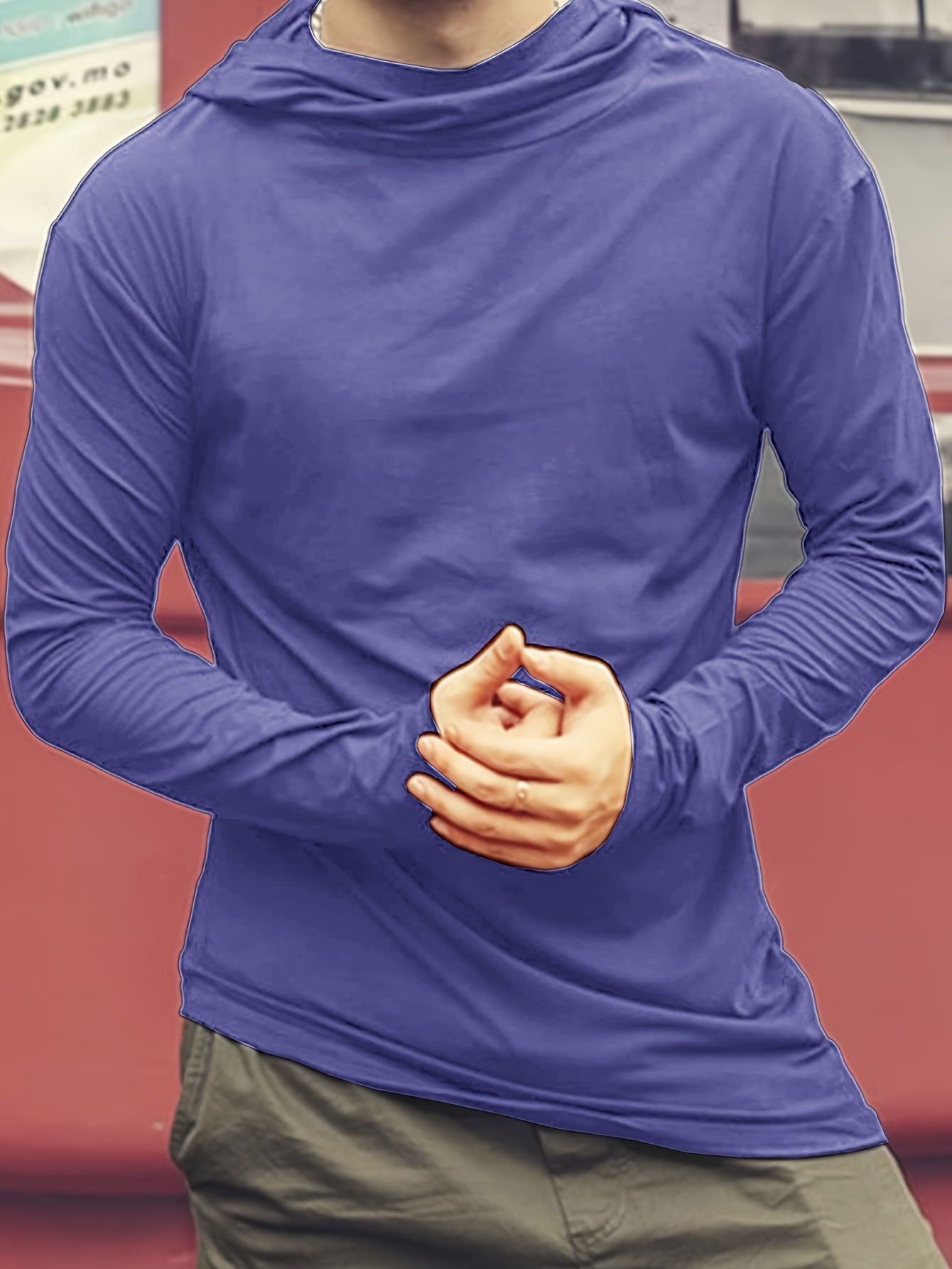 Men's Stylish Hooded Long Sleeve T-shirt - Temu Canada