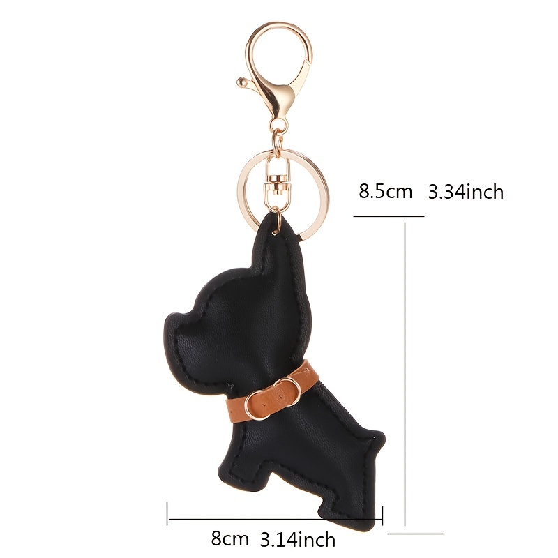French Bulldog Keychain PU Leather, Black | Frenchie Shop